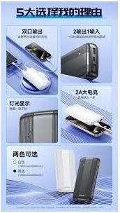WK WP-87 Power Bank 20000mAh with 2 USB-A Ports and USB-C Port Black view 4