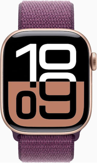 Apple Watch Series 10 Cellular Aluminium 42mm Waterproof with eSIM and Heart Rate Monitor (Rose Gold with Plum Sport Loop) view 2