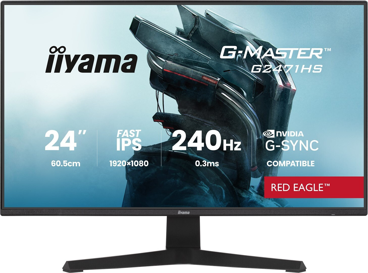 Iiyama G-Master Red Eagle IPS HDR Monitor 23.8" FHD 1920x1080 240Hz view 1