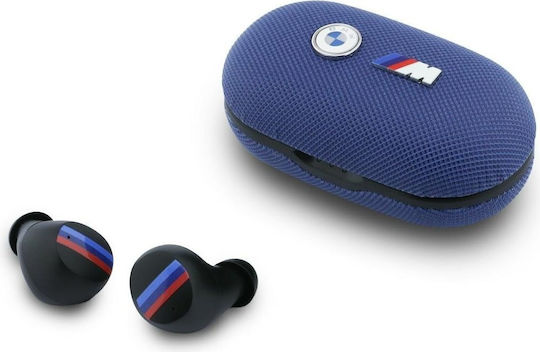 BMW Metal Logo In-ear Bluetooth Handsfree Headphones with Sweat Resistance and Charging Case Blue view 1