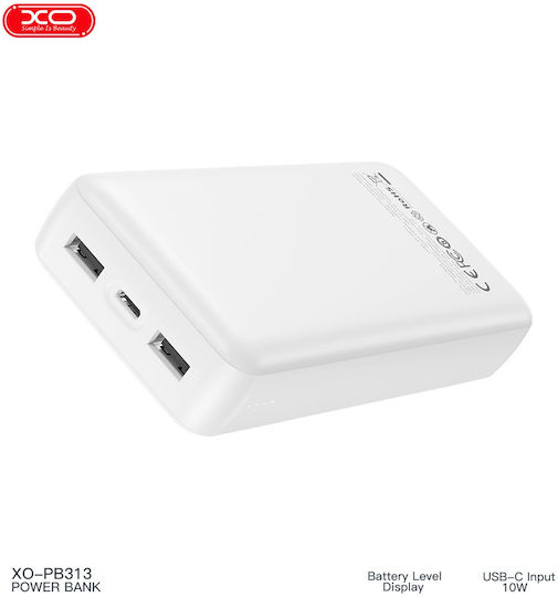 XO PB313 Power Bank 20000mAh with 2 USB-A Ports and USB-C Port White view 2