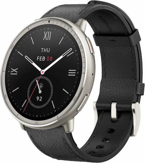 Amazfit Active 2 Stainless Steel 44mm Smartwatch with Heart Rate Monitor (Black Leather) view 2