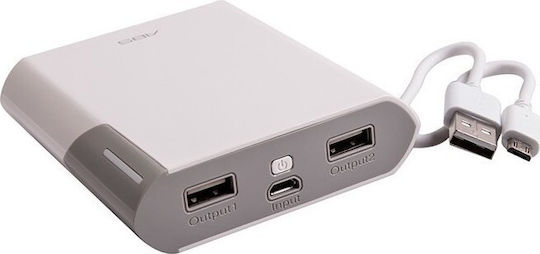 Bank PB007 Power Bank 10400mAh with 2 USB-A Ports White vista 2