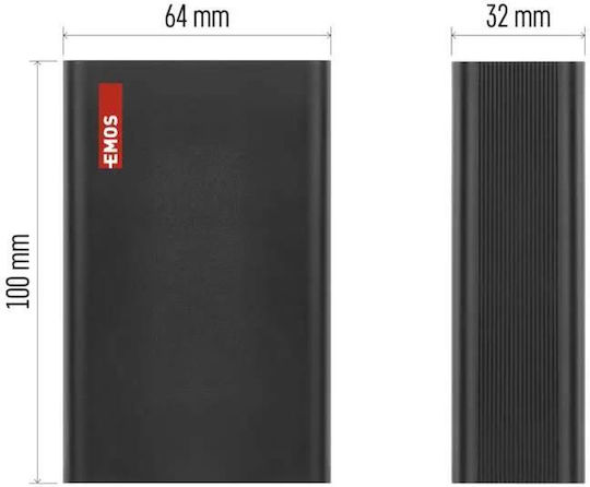 Emos B0560B Power Bank 20000mAh 65W with USB-A Port and USB-C Port Power Delivery Black view 3