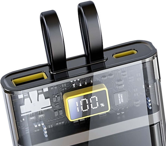 WK Power Bank 10000mAh 20W with USB-A Port and USB-C Port Power Delivery Transparent view 2