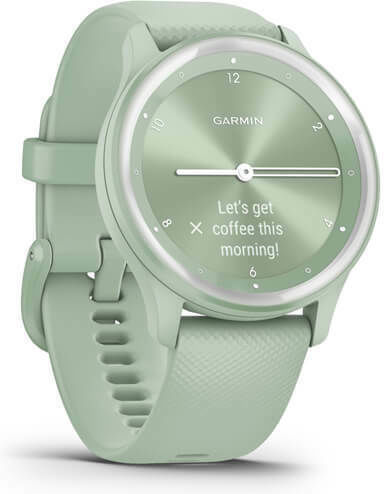 Garmin Vivomove Sport 40mm Waterproof Smartwatch with Heart Rate Monitor (Cool Mint Case and Silicone Band with Silver Accents) view 3