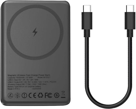 LinQ MagSafe Power Bank 15000mAh 20W with USB-C Port Power Delivery Black view 4