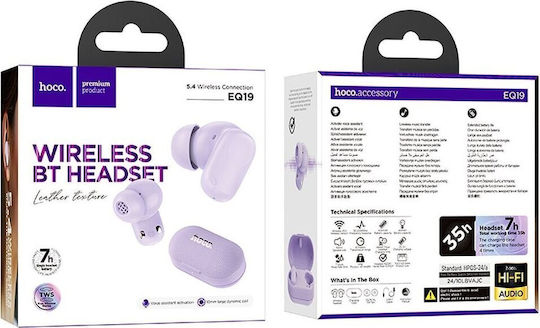 Hoco EQ19 In-ear Bluetooth Handsfree Earphones with Charging Case Purple view 3
