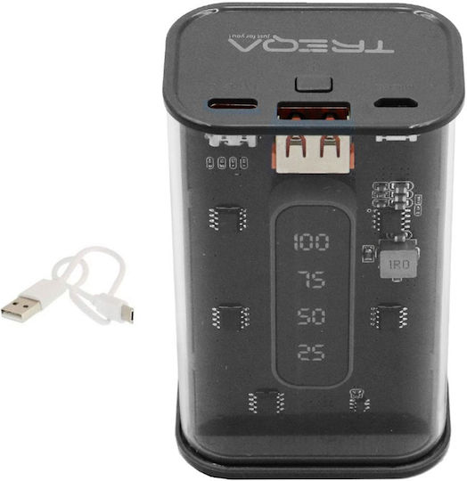 TR-2000 Power Bank 10000mAh with USB-A Port and USB-C Port Black