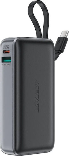 Acefast M7 Power Bank 10000mAh 30W with USB-A Port and USB-C Port Power Delivery Black