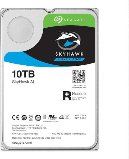 Seagate SkyHawk AI Surveillance 10TB HDD Hard Drive 3.5" SATA III 7200rpm with 256MB Cache for Recorder / NAS / Server ST10000VE001 view 3