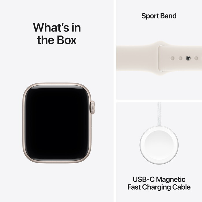 Apple Watch SE 3 Aluminium 40mm Waterproof with Heart Rate Monitor (Starlight Aluminium Case with Starlight Sport Band - S/M) view 7