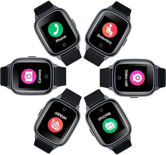 Wonlex D32S Smartwatch with SIM and Heart Rate Monitor (Black Case / Black Silicone Strap) view 7