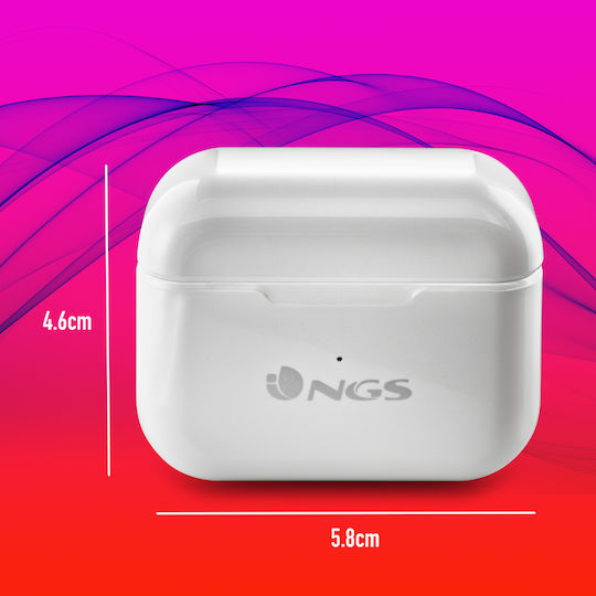 NGS Artica Bloom In-ear Bluetooth Handsfree Earphones with Charging Case White view 6