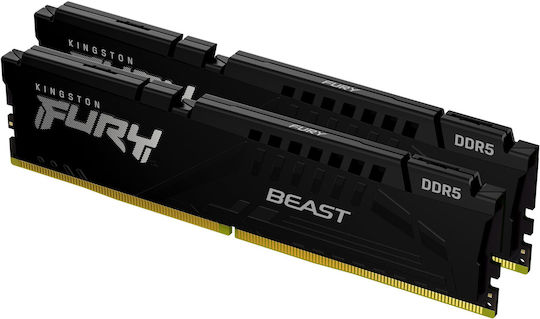 Kingston Fury Beast DDR5 32GB RAM with 2x16GB Modules and Speed 5600 for Desktop KF556C40BBK2-32