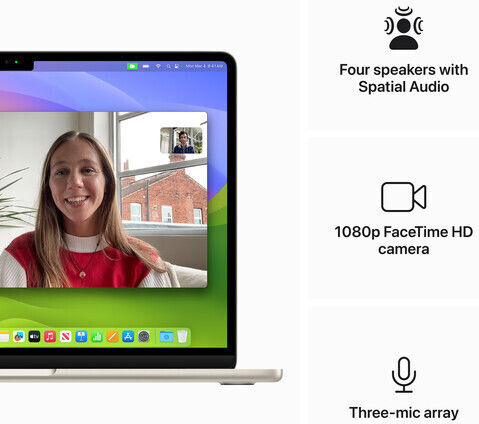 Apple MacBook Air 13" (2024) 13.6" Retina Display (M3-8-core/16GB/256GB SSD) Starlight (UK Keyboard) vue 2