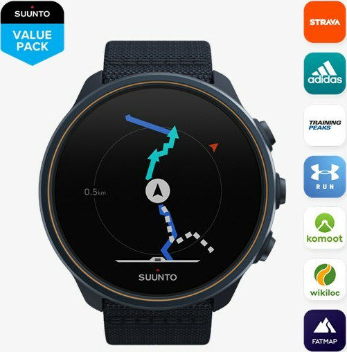 Suunto 9 Baro Titanium 50mm Waterproof Smartwatch with Heart Rate Monitor (Granite Blue Titanium) view 5