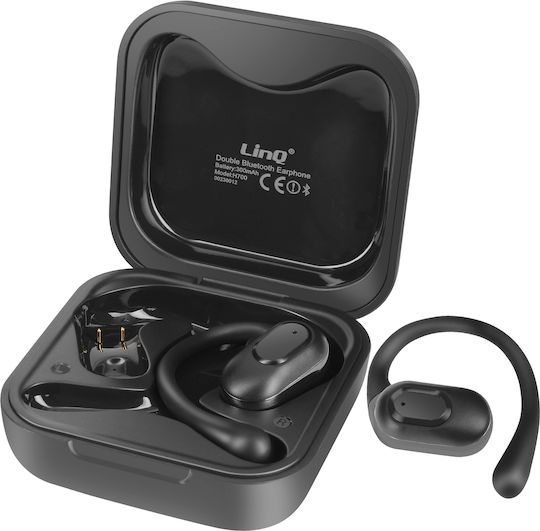 LinQ H700 Open Ear Bluetooth Handsfree Earphones with Charging Case Black