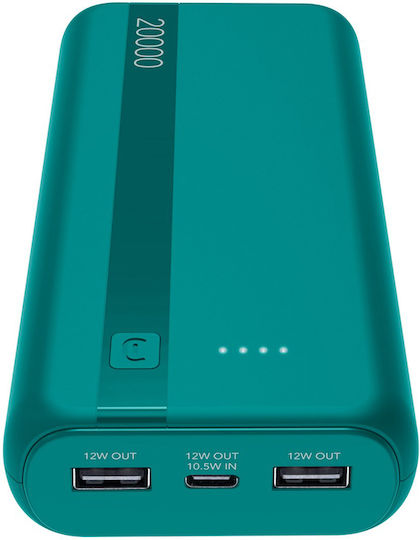 Cellular Line Essence Entry Power Bank 20000mAh with 2 USB-A Ports and USB-C Port Green view 2