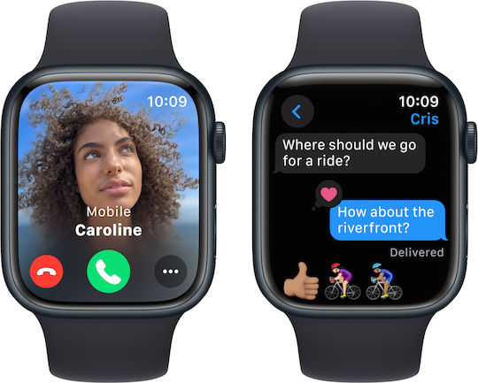 Apple Watch Series 9 Aluminium 45mm Waterproof with Heart Rate Monitor (Midnight with Midnight Sport Band (M/L)) view 6