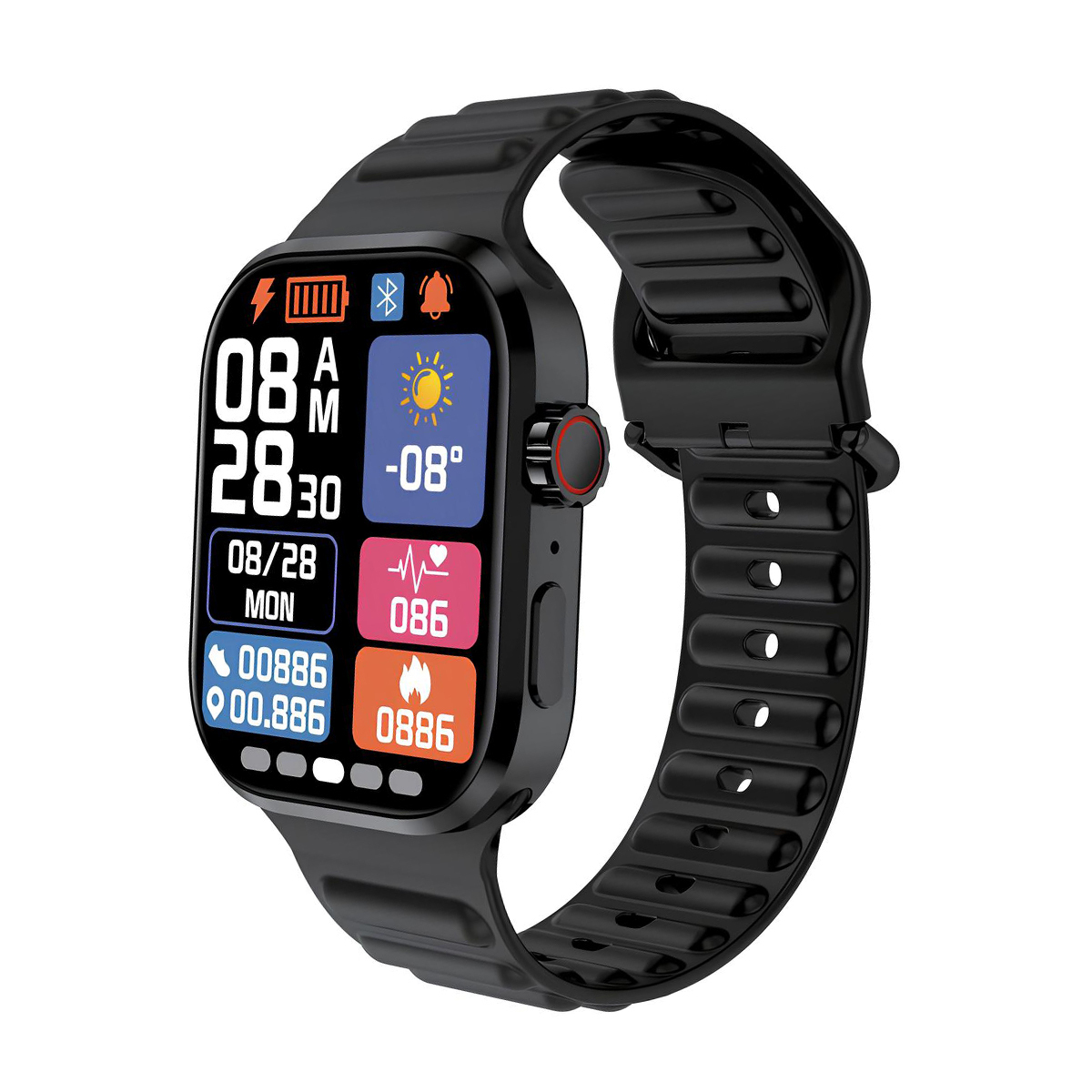 Ledwood Smartwatch with Pedometer Heart Rate Sensor Black Large