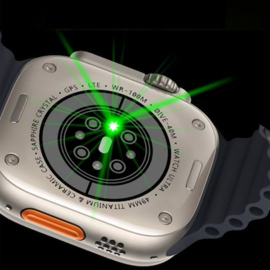 I8 Smartwatch (Titanium/Orange) view 4
