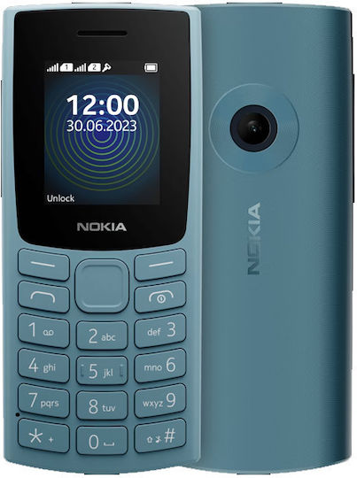 Nokia 110 (2023) Dual SIM Mobile with Buttons (Greek Menu) Cloudy Blue view 1