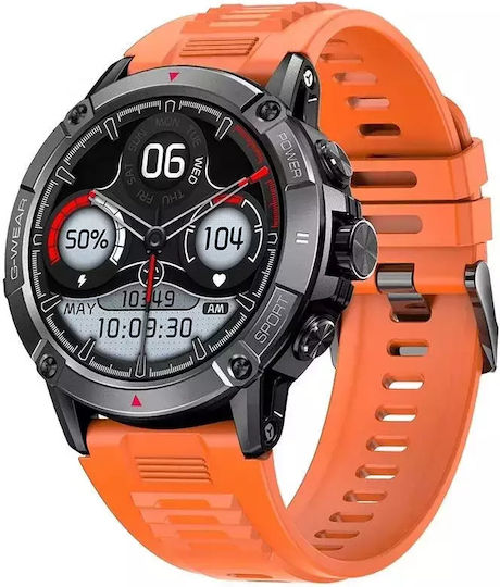 Nubi NX1 49mm Smartwatch with Heart Rate Monitor (Orange Black) view 4