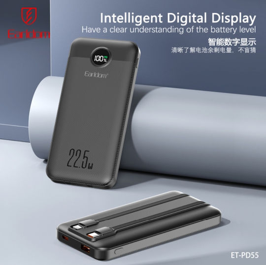 Earldom Pd55 Power Bank 10000mAh 22.5W Fast Charging 4in1 Cables Type-C & Lightning view 4