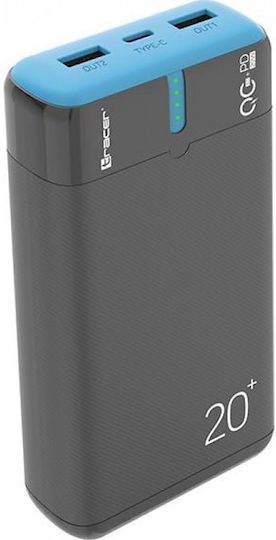 Tracer EnerGen Power Bank 20000mAh 22.5W with 2 USB-A Ports and USB-C Port Power Delivery / Quick Charge 3.0 Gray Blue view 3