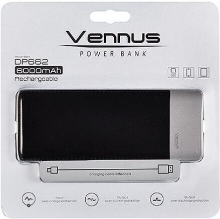 Vennus DP662 Power Bank 6000mAh with USB-A Port Black view 2