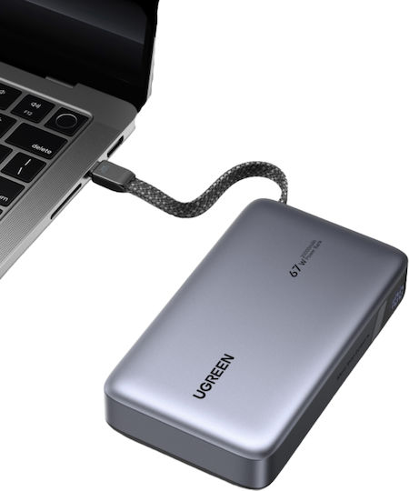 Ugreen PB550 Power Bank 20000mAh 67W with USB-A Port and USB-C Port Power Delivery Gray view 2