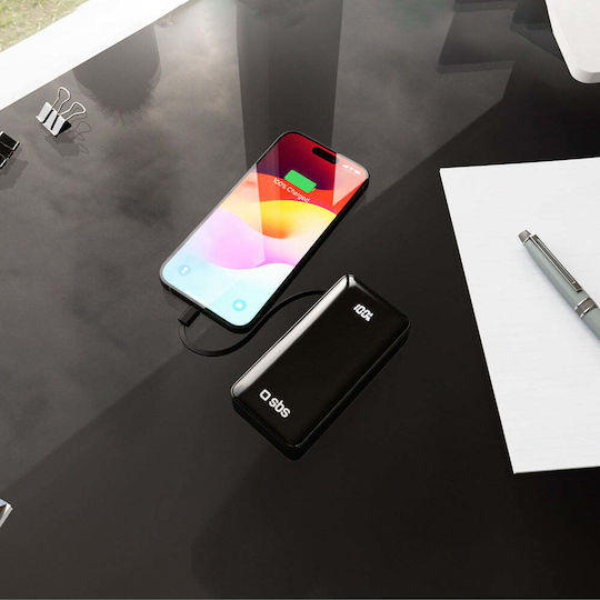 SBS Power Bank 10000mAh 22.5W with USB-A Port and USB-C Port Power Delivery Black view 8