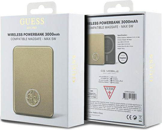Guess Metal Logo MagSafe Power Bank 3000mAh 5W Gold view 4