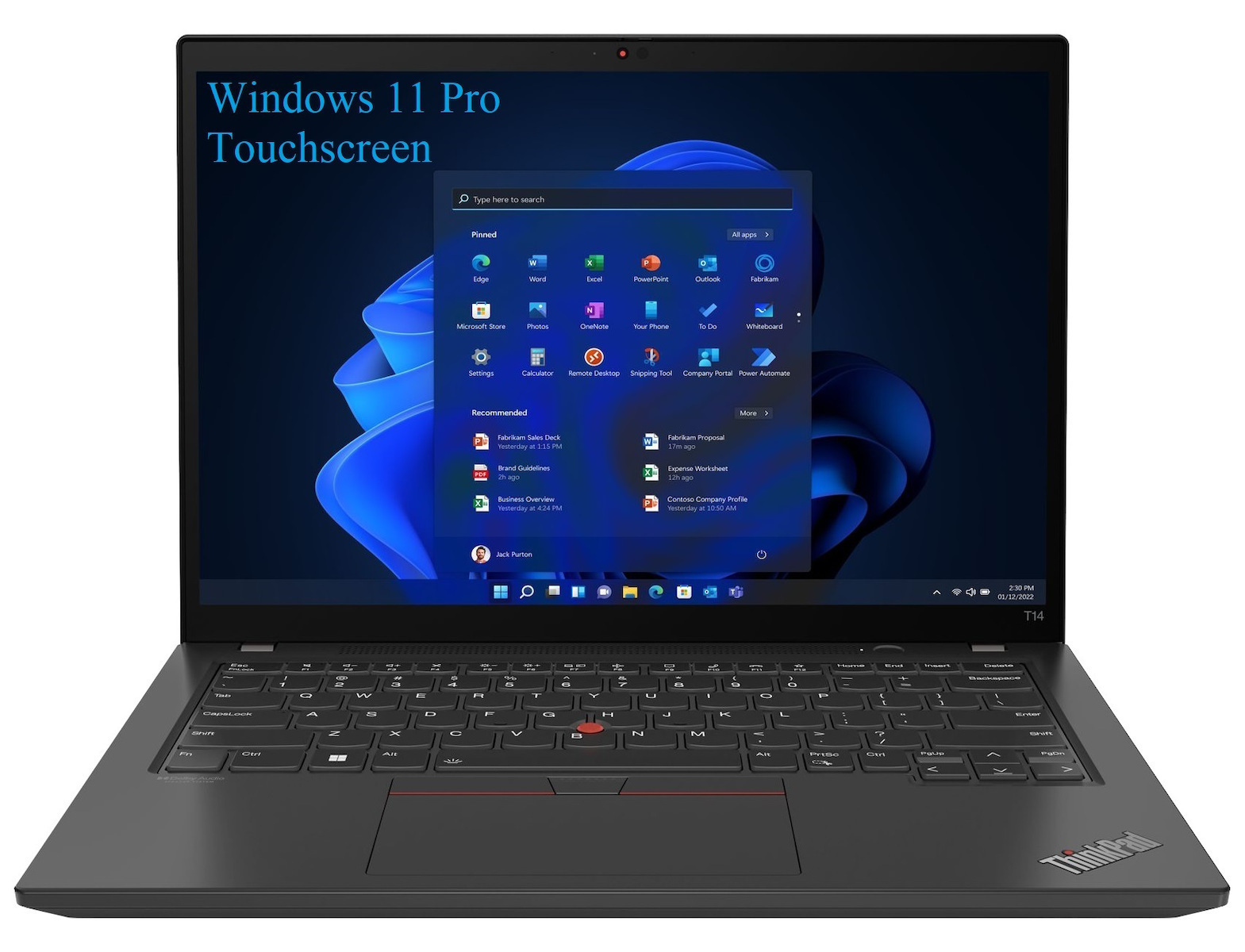 Lenovo ThinkPad T14 Gen 4 (AMD) 14" IPS FHD+ Touchscreen (Ryzen 5 Pro-7540U/16GB/256GB SSD/W11 Pro) Thunder Black (US Keyboard) view 1
