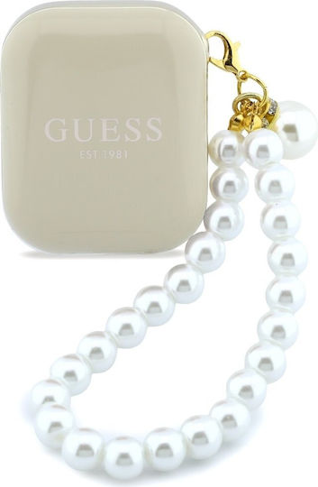 Guess Pearl Strap Earbud Bluetooth Handsfree Headphones with Sweat Resistance and Charging Case Beige view 2