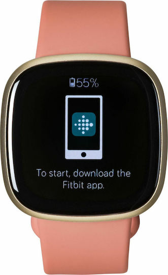 Fitbit Versa 3 Waterproof Smartwatch with Heart Rate Monitor (Pink Clay/Soft Gold Aluminum) view 8