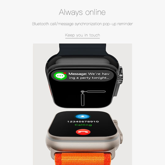 Microwear W69 Mini Ultra 45mm Smartwatch with Heart Rate Monitor (Black) view 9
