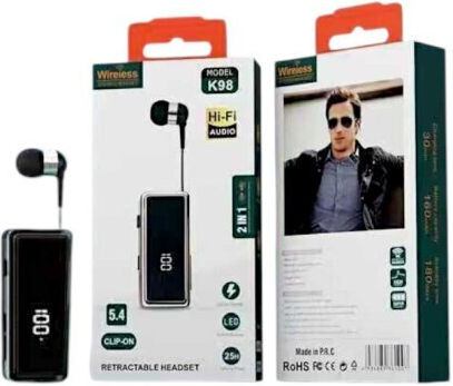 K98 In-ear Bluetooth Handsfree Earphone Lapel Black view 3