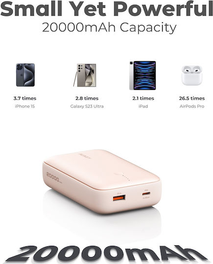 Aukey Mini Power Bank 20000mAh 22.5W Pink view 4