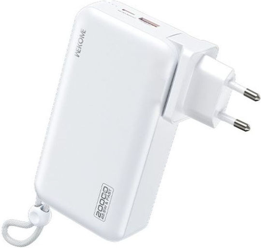 WK WP-119 Power Bank 20000mAh 22.5W with USB-A Port and USB-C Port Power Delivery White view 1