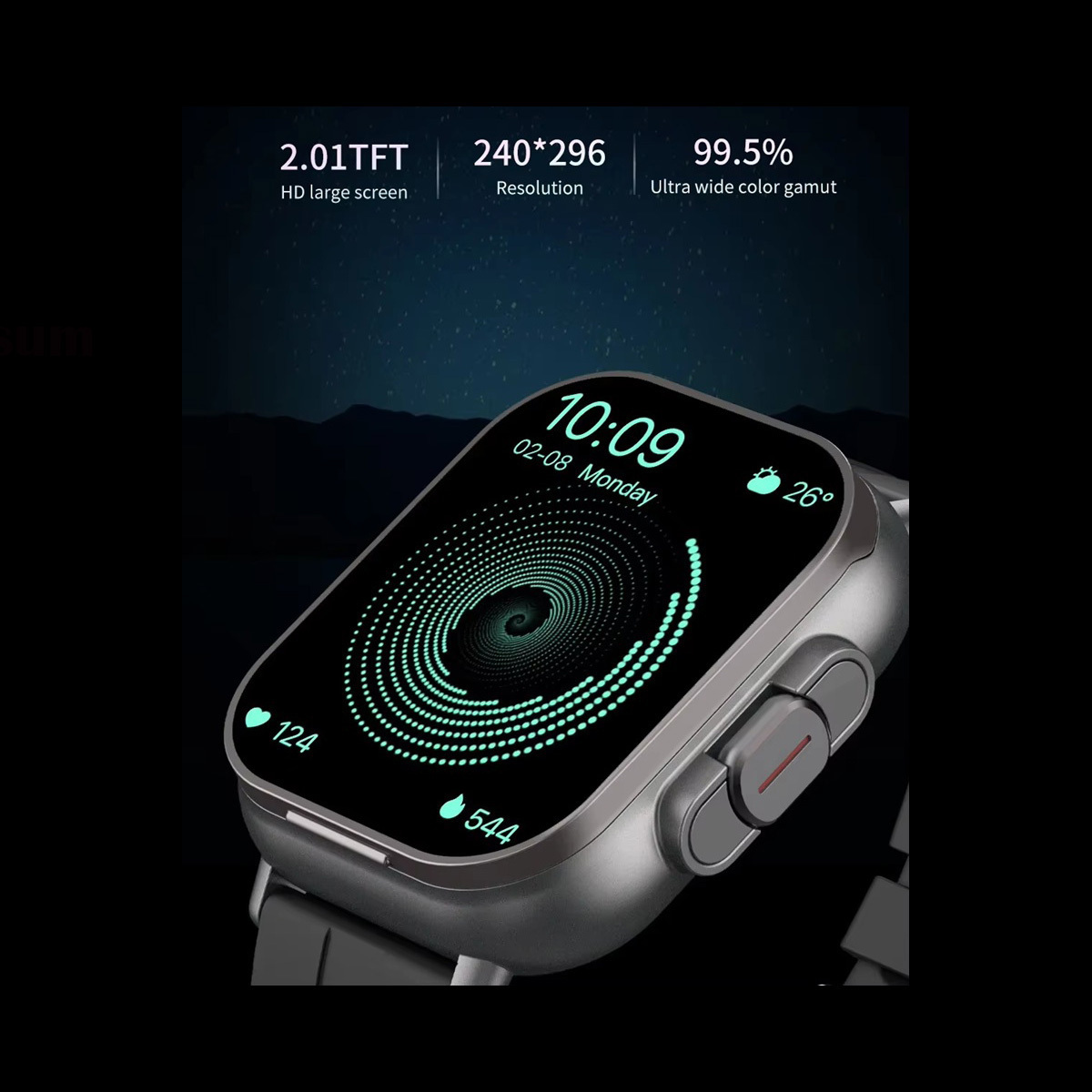 LD1 Aluminum Smartwatch with Heart Rate Monitor Black view 7