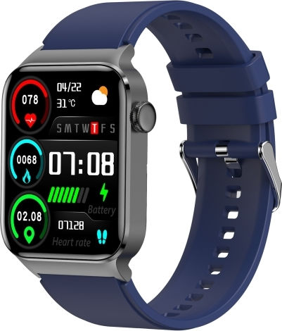 T50 1.85 Inch Silicone Band Ip67 Waterproof Smart Watch Supports Voice Assistant Health Monitoring Blue view 1