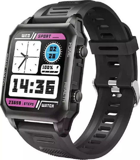 Kumi KU3 Max Smartwatch with Heart Rate Monitor (Black)