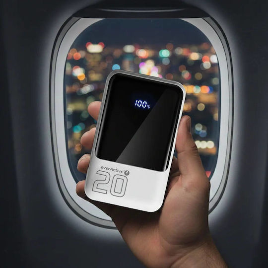 everActive EB-20Q Power Bank 20000mAh 22.5W with 2 USB-A Ports and USB-C Port White vue 4