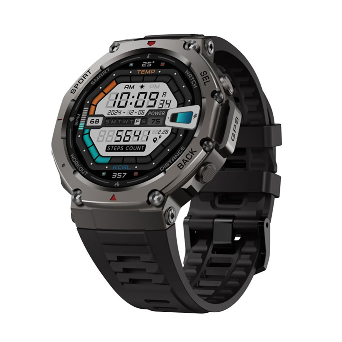 Avizar Waterproof Smartwatch with Heart Rate Monitor (Black) view 2