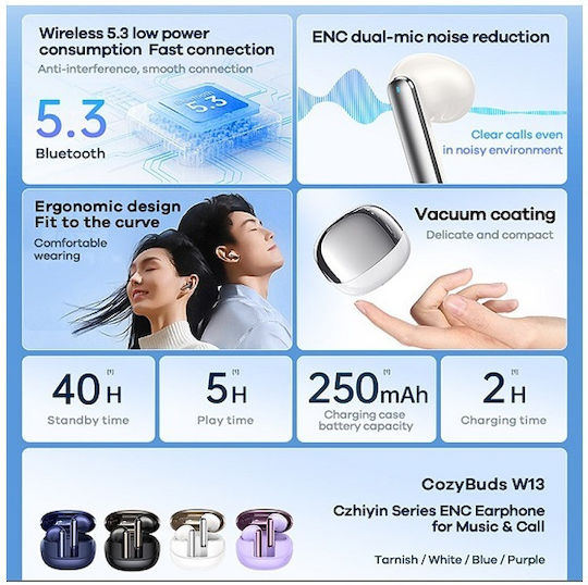 Remax CozyBuds W13 Bluetooth Handsfree Earphones with Charging Case Black view 2