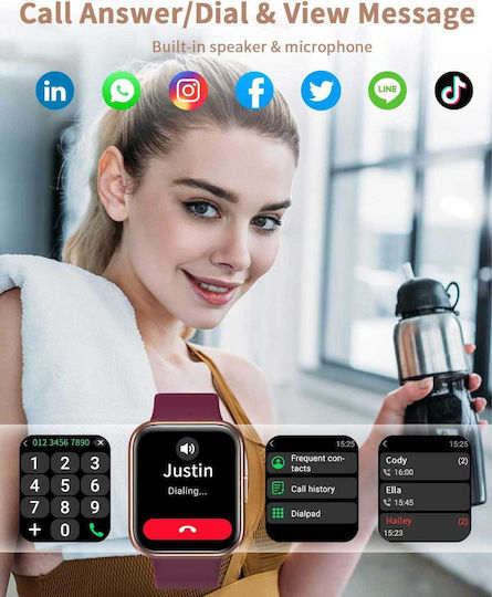 Tensky ID208 Smartwatch with Heart Rate Monitor (Purple) vue 2