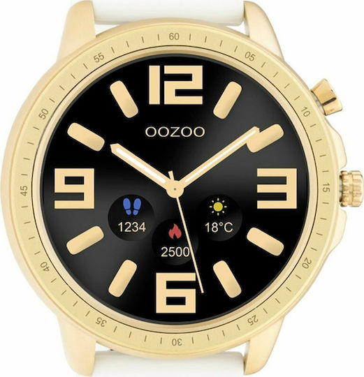 Oozoo Q00316 45mm Smartwatch with Heart Rate Monitor (Gold / White) view 1