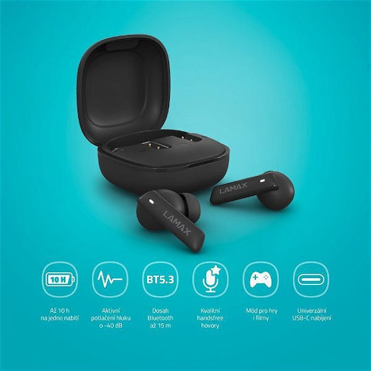 Lamax Clips1 ANC In-ear Bluetooth Handsfree Earphones with Sweat Resistance and Charging Case Black vista 4